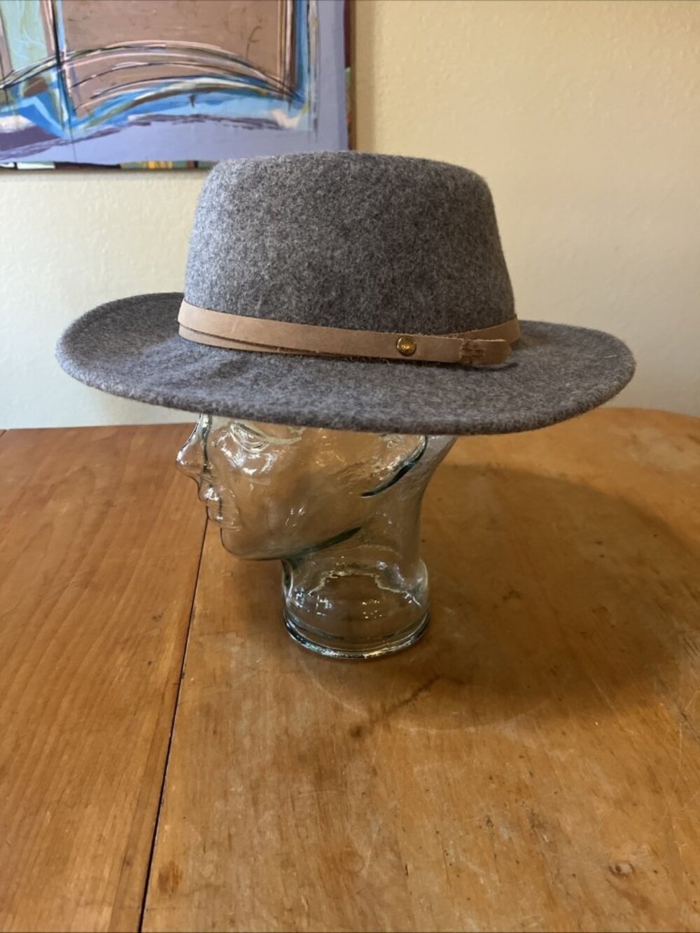Gray Frye Fedora hat 100% wool double leather band Adult unisex clean